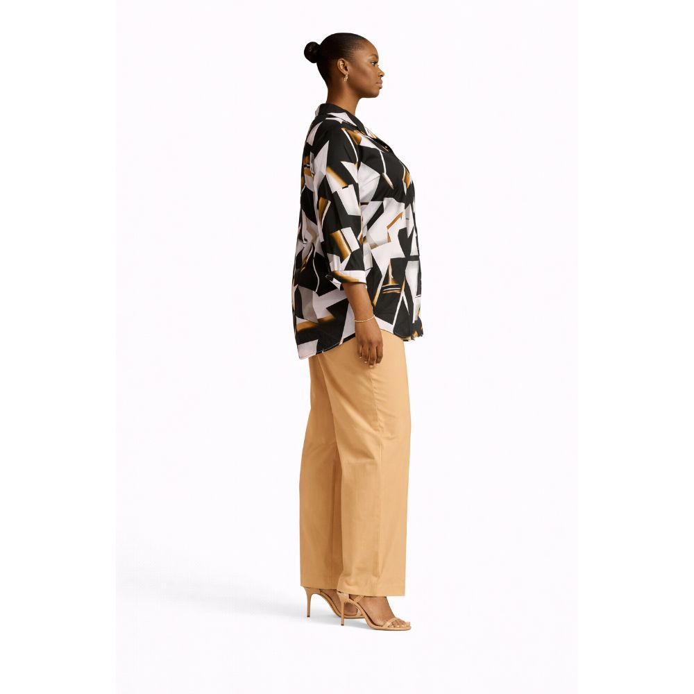 Abstract Print ButtonUp Shirt and WideLeg Pants TwoPiece Set